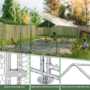 Image of Heavy Duty Metal Chicken Coop with Hardware Cloth (312 inch L x 120.5 inch W x 78.72 inch H)
