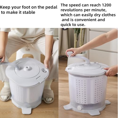 Washing Maching, Portable Manual Washing Machine and Dryer, Hand Crank Clothes Washer, 1200rpm High Speed Spinning Washing Quick Laundry Non Electric, for Dormitory Apartment, Travel, Camping - Image 4
