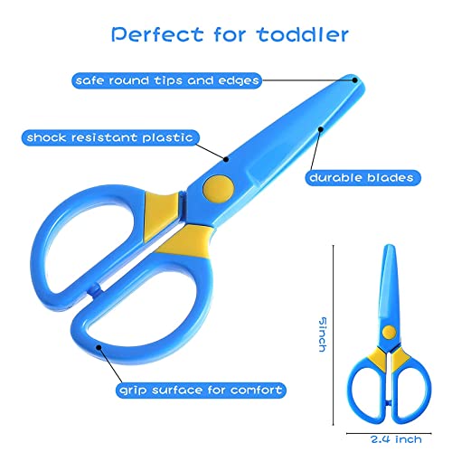 3-Pack Toddler Safety Scissors Kit - Child-Safe Preschool Training Scissors & 60 Sheets Paper Cutting | Ergonomic Blunt Tips, Early Childhood Development Tools for Kids 2-5 Years image 2