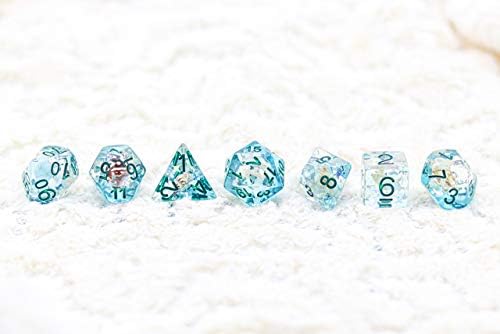 Blue Ocean of Seashell DND Dice Set for Dungeons and Dragons Gifts, D&D, D and D, Pathfinder, Accessories, D20, Polyhedral, Resin Dice, Metal, Dice Tray, Tower, Bag, Box
