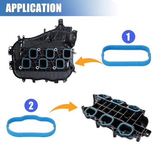 Image of Sorello Engine Intake Manifold Gaskets Lower & Upper Gasket Plenum Set Compatible with Chrysler for Dodge for Jeep for Ram 3.6L 2011-2019 - Replace MS97204 MS97205