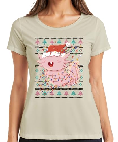 Axolotl - Camiseta navideña para mujer, diseño navideño, naturaleza, 3XL