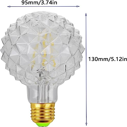 Lxcom Lighting G95 Pineapple Decorative Edison Light Bulbs 4W Globe Vintage Nostalgic Led Edison Light Bulb 40W Equivalent Neutral White 4000K E26 Base For Bedroom Table Lamp Ceiling Fan,2 Pack #TOP1