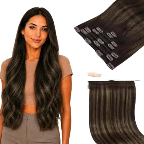 Sunny Hair Clip in Hair Extensions Real Human Hair Balayage 120g
