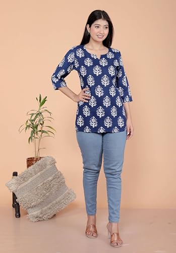 Image of Malikcraft Women's Rayon Printed Short Kurti Stylish Kurta for Women Trendy Short Kurta for Daily & Office Wear PR1