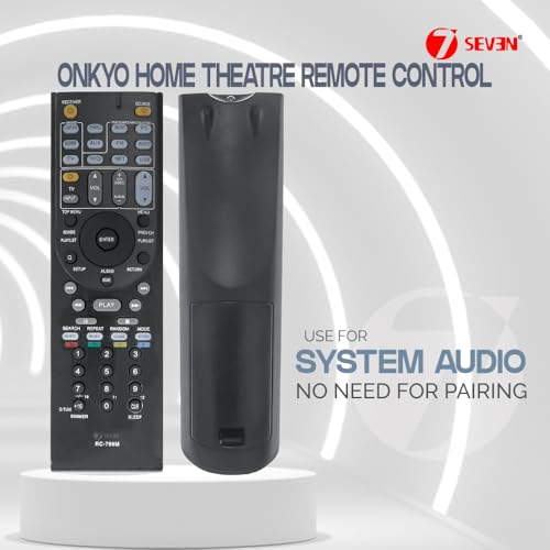 7SEVEN® RC-799M Compatible Remote Control for Original Onkyo Home Theatre Music System AV Receiver and Suitable for TX-NR414 NR515 NR717 SR507S SR507 | HT-R391 R558 R590 R591 S5500 Models 6 41ApxP4+I L