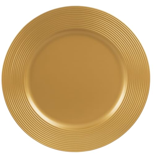 Aurora Store 12 Sottopiatti Colore ORO BORDO MULTIRIGHE Tondo diametro 33 cm Natale cenone sotto Piatto Natalizio Dorato Capodanno Natale Cena Aperitivo