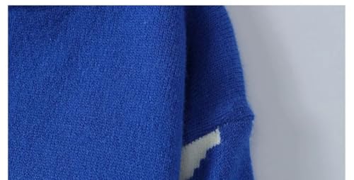 Men's Print Knit Sweater Color Block Pullover Casual Loose Hip Hop Jumper Style4