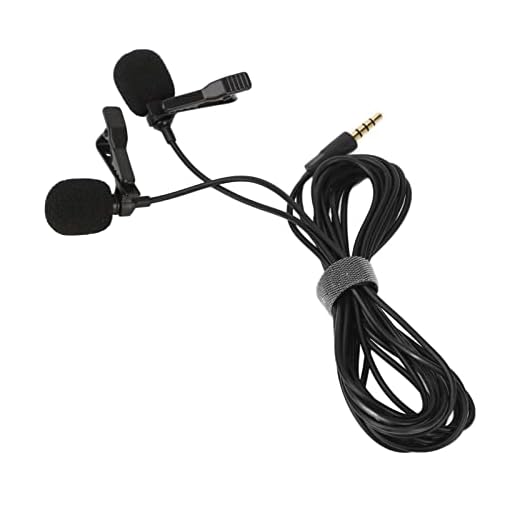 Microfone de Lapela Microfone de Lapela de Cabeça Dupla Nenhuma Instalação de Driver Necessária Completo Com Clipe de Gola de Lapela Preto