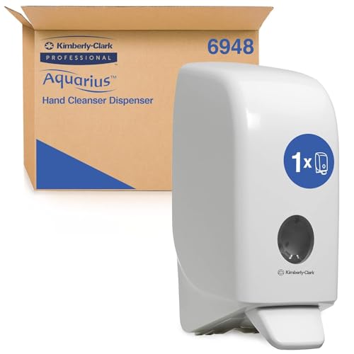 Aquarius™ manueller Spender 6948, weißer wandmontierter Seifenspender, hohe Kapazität mit Nachfüllmenge 1 Liter und berührungslose, Einzelblatt-Ausgabe