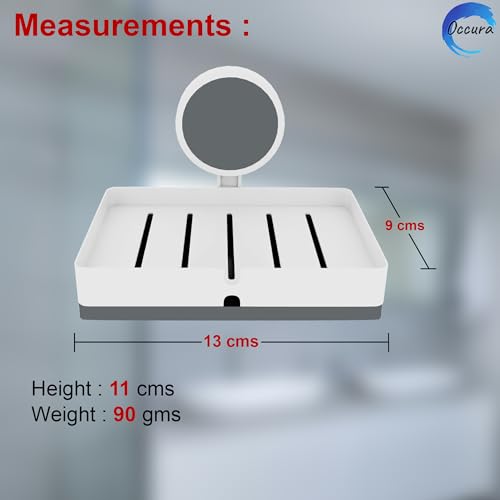 Image of Stickable Soap Holder for Washbasin | Compact Dish | Self adhesive wall mounted bathroom organizer without drill. Single plastic soap stand. Space saving rental friendly storage.