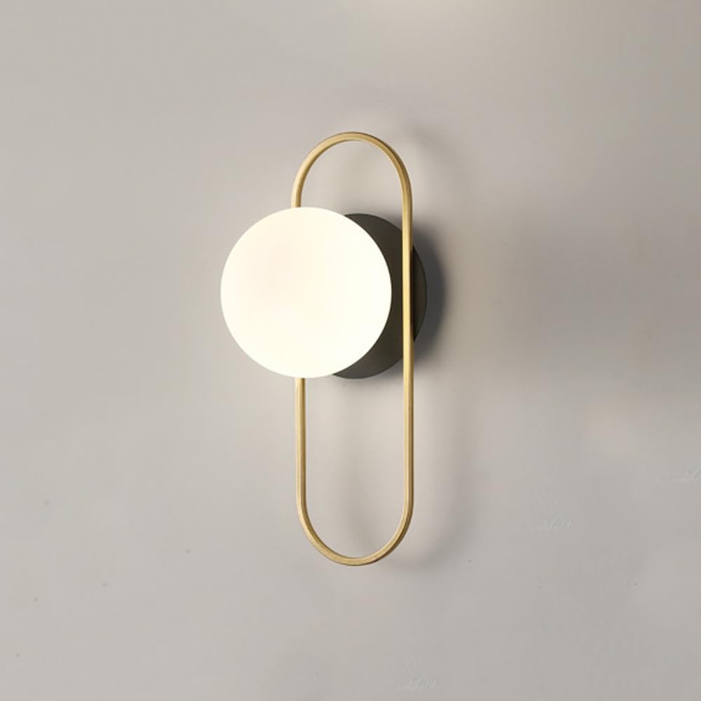 Klobvtt Dark Globe Glass Wall Light Modern Wall Sconce Vanity Wall Lamp Mid Century Sconces Wall Lighting With White Glass Ball For Living Room Bedroom Restaurant G9 Hardwired Lights