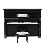 HEEPDD Puppenhaus Klavier, 1:12 Miniatursimulation Holz Aufrecht (Black)