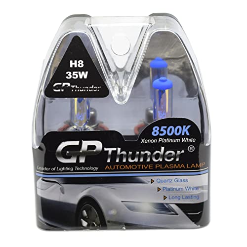 GP Thunder H8 8500K 35W Xenon Plasma White Quartz Glass Bulbs (Ion coating) for Fog Light -High Beam - Cornerning Light for BMW Infiniti Lexus SGP85K-H8
