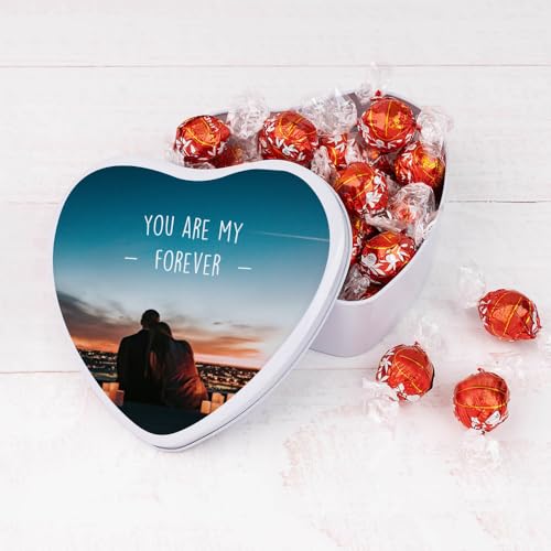 Wanapix | Caja de Bombones Personalizada con Foto y Texto | Con 22 Bombones | Regalo Original San Valentín | Corazón - 16x15x5 cm (800 ml)