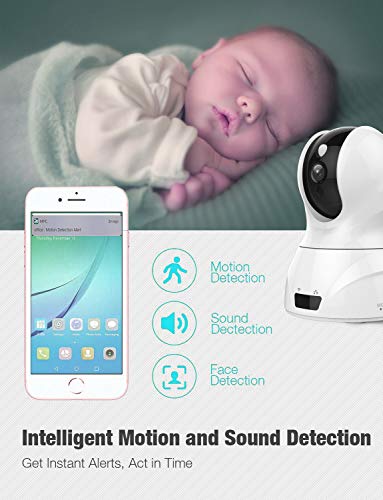 Tovendor 1080P Security Home Camera, WiFi Camera Indoor Surveillance System, IP Camera Baby Monitor with Motion Detection Tracking Night Vision