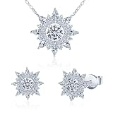 【Atemberaubendes Feuer - Moissanite mit GRA Zertifikat】- Die Schneeflocke Ohrstecker enthalten 0,5 Karat / 5 mm Diamant Moissanite (1 Karat für Paar Ohrringe), Anhänger Schneeflocke mit Kette enthalten 1 Karat Diamant Moissanite, kommen mit GRA Zertifizierung, Garantiert Farbe D und Reinheit VVS1. D-Farbe ist die höchste Stufe der Farblosigkeit. VVS1 bedeutet 