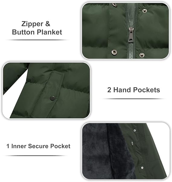 Image of FARVALUE Women's Winter Coat Thicken Puffer Coat Warm Jacket with Removable Fur Hood