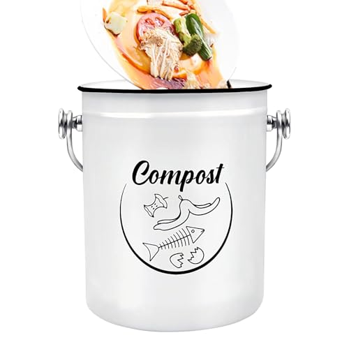 Bandeja de compost de cocina - Bacos de compost 5L para cocina | Frutas Cubo de residuos de verduras Rust Rust Obead Indoor bbodet para la familia, amigos, contenedor de compost resistente a los