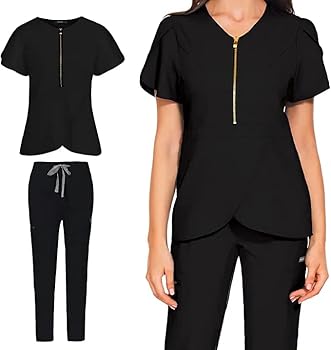 Amazon.com: niaahinn Stretch Scrub Set V-Neck Scrub Top