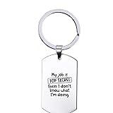 Design unique Porte-clés en acier inoxydable - My Job Is Top Secret, silverl