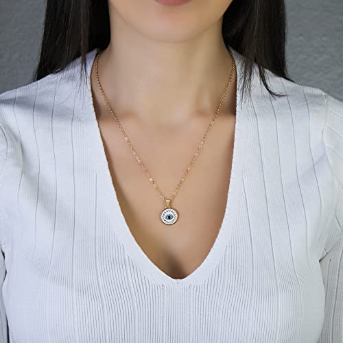Enamel Evil Eye Necklace For Women Jewelry Evil Eye Sun Luck Charm Enamel Chain Necklace Tarnish Free Evil Eye Charms Blue Eyes Pendant Protect Me Eye Necklace #TOP1