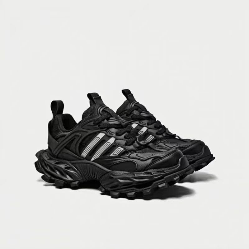 Chunky Platform Sneakers, Athletic Running Shoes, White and Burgundy, Mesh and Leather Design2