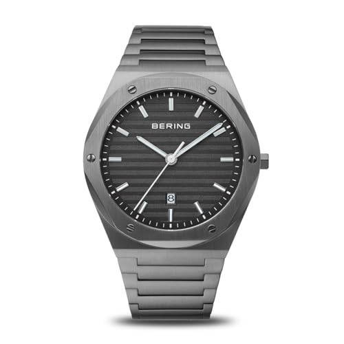 BERING Herren Analog Japanisches Quarzwerk Uhr mit Edelstahl Armband 19742-777