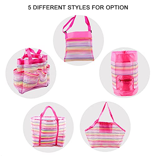 yeacher Malha Bolsa de praia Sacolas de praia extra grandes e sacola Mochila Brinquedos Toalhas Sand