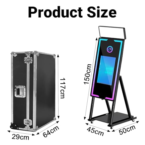 Image of Magic Mirror Photo Booth, 40-22in Interactive Touch Screen Photo Booth Machine Built-in Mini PC,App Remote Control RGB Light,Idea for Event Rental Party (Black, 40-22in)