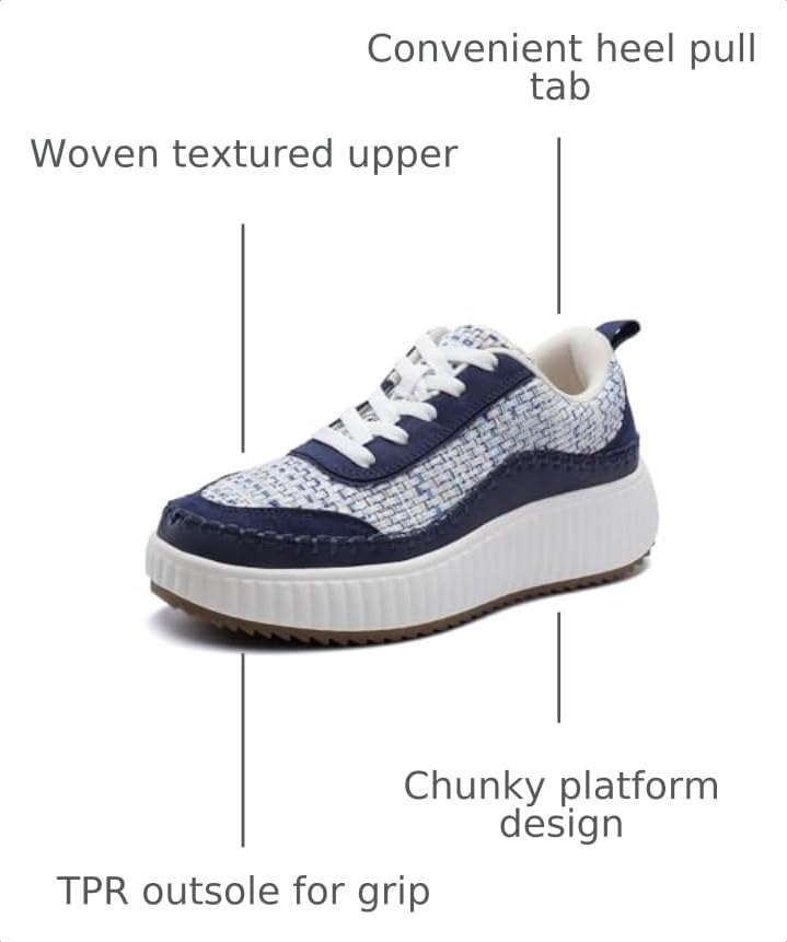 Image of DREAM PAIRS Women Chunky City Tweed Comfortable Casual Platform Fashion Sneaker