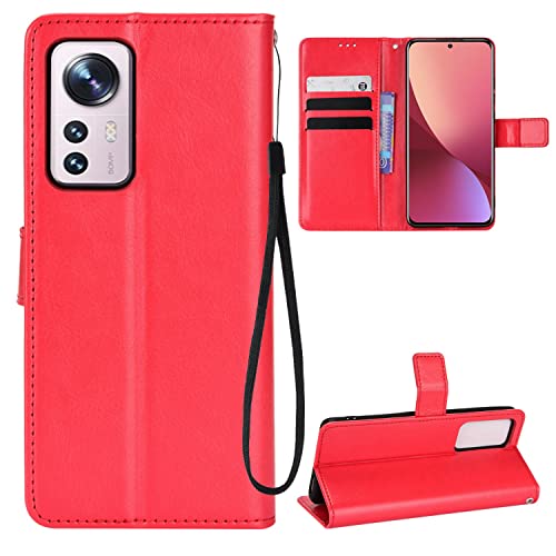 Xiaomi 12 / Xiaomi 12X 用 ケース 手帳型 YAJOJO 財布型カバー カード収納 スタンド機能 マグネット開閉 耐衝撃 レンズ保護 合皮レザーー + TPUケース 革の質感 画面レンズ保護 落下防止 全面保護カバー 携帯カバー 指紋防止 (赤)