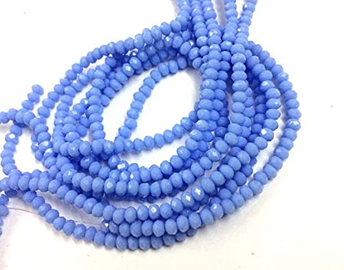 Perles de quartz bleu facettées rondelles en verre pour création bijoux fil de 33cm