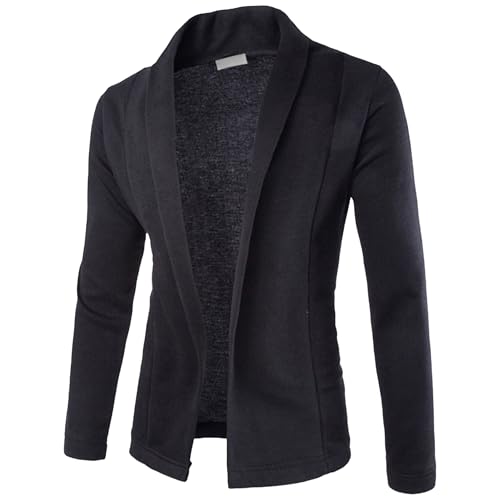 Men's Soft Open Front Cardigan Sweater Shawl Collar Slim Fit Cardigan Sweater Shawl Collar Open Front Knit Sweater
