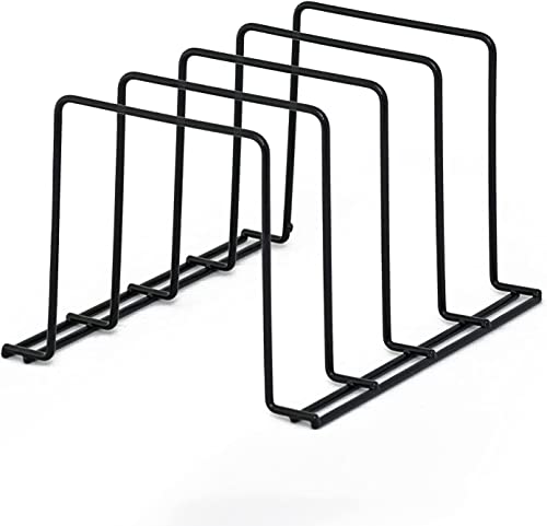 Image of Pan & Pot Lid Organizer Rack - Multifunctional Cookware for Cabinet, Pantry Chopping Board Holder, Space-Saving Kitchen Organizer, Black (L-9 x W-8.5 x H-7 Inches) (SMALL CHOPPING)