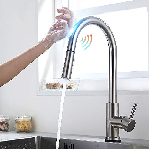 Robinetterie tactile de cuisine noire et nickel brossé de qualité supérieure
