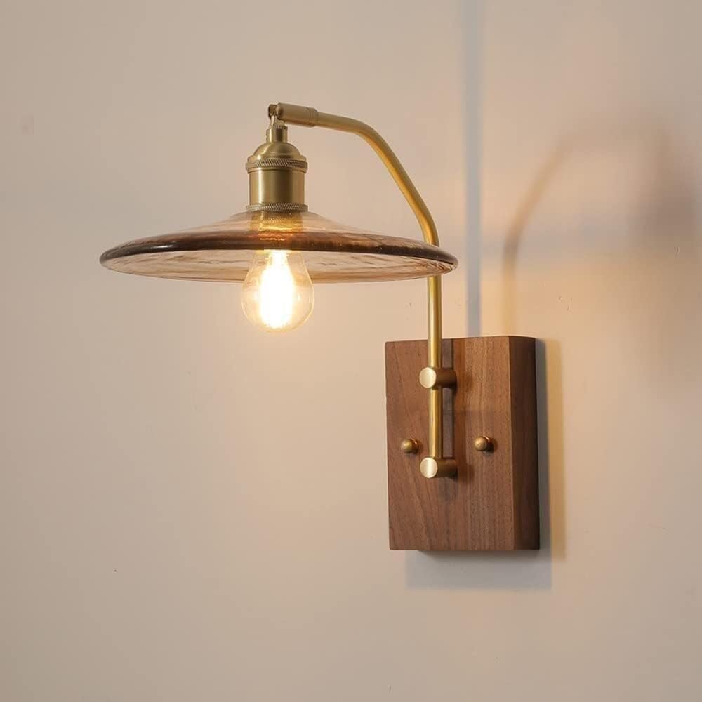 Cwcqgh Light V-Intage Wall Mount Copper Sconce Glass Lamp Shade E27 Farmhouse Ing Fixtures