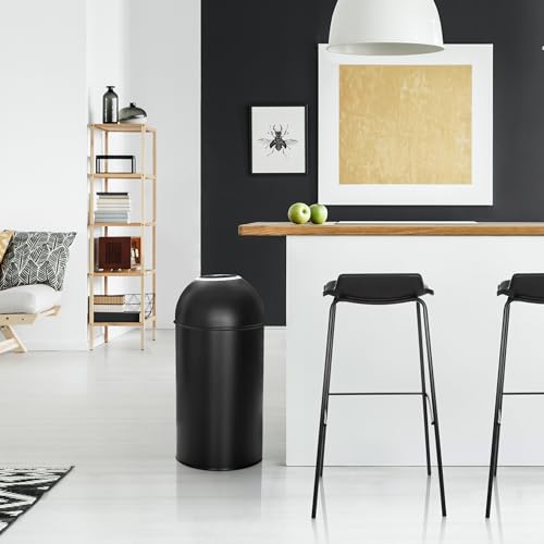 hjh OFFICE Mülleimer 50L CLEAN OR 50 Metall, offener Abfallsammler, Fassungsvermögen 50 Liter, Matt Schwarz, 741011 – Bild 5