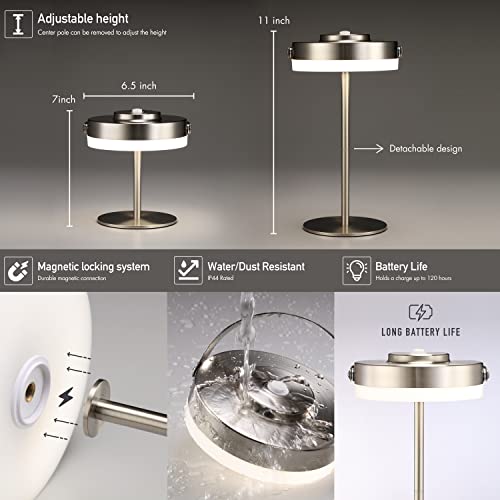 O’bright Thurlow - Portable Led Lamp For Outdoor / Indoor, Built-In Rechargeable Battery, Ip44 Water Resistant, Travel Light, Camping Lantern, Patio Table Lamp, Night Lamp, Brushed Nickel #TOP2