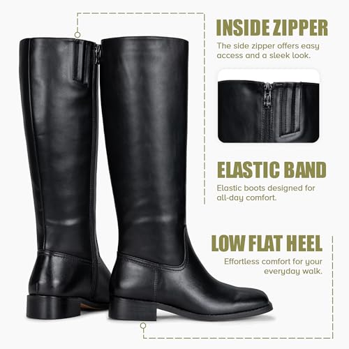 Image of Vepose Women's 9509 Knee High Boots, Low Heel Square Toe Riding Boots, Tall Boots with Side Zipper
