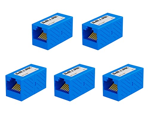 Image of iwillink RJ45 Coupler Ethernet Connector, Female to Female RJ45 Connector for Cat7 Cat6 Cat5e Cat5 Ethernet Cable, Extender Adapter, 5 Pack, Blue