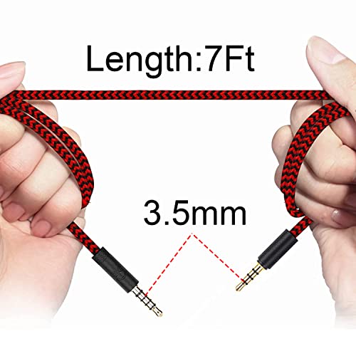 G Pro X Replacement Cable Cord For Logitech G Pro G433 G233 G Pro X Gaming Headsets, Volume Control And Inline Mute With Tie Clip(7Ft, No Inline Mic, Red) #TOP2