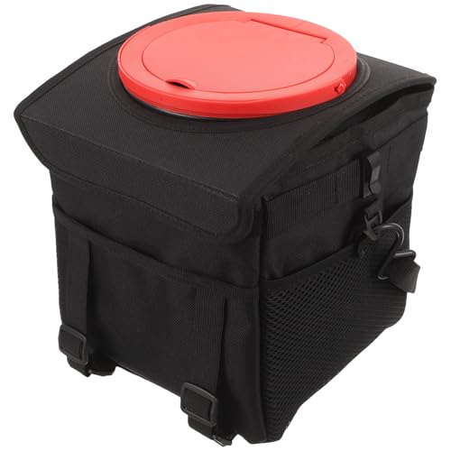 Bote de basura para coche en poliéster negro con tapa plegable para colgar en el asiento