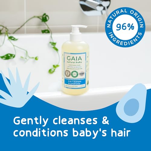 GAIA Natural Baby 2in1 Shampoo & Conditioner | 96% Natural Origin | Sensitive Skin formula | organic Avocado Oil | organic Chamomile | Silicone Free | Sulphate Free | Australian Made | 500mL - Image 5