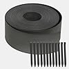 Ravigarden Bordure de Jardin | Bordure Flexible en PE Durable (20m de Longueur, 12.5cm de Hauteur) | Effet Ardoise Grise | Kit Complet 12 Piquets | Bordures Jardin Extérieur Facile à Installer