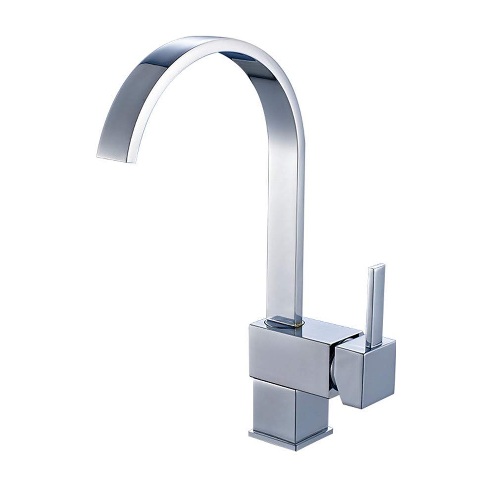Robinet d'évier de cuisine carré avec rotation fluide et placage