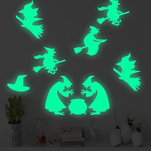 1Set Halloween Luminous Wall Decor Stickers Removable Halloween Witch Diy Sticky Mural Stickers Decals For Home Living Room Bedroom Bathroom Chalk Sticker For Wall #TOP4