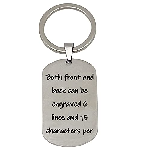 good goods Personalized Customize Inspirational Keyring Stainless Steel Dog Tag Name Keychain,Engraved Gift for Men Boys Boyfriend (Silver vertical), 4.8*2.8cm