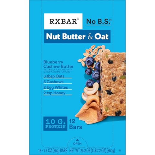 RXBAR Nut Butter and Oat Protein Bars, Protein Snacks, Snack Bars, Blueberry Cashew Butter, 23.2oz Box (12 Bars) - image 9