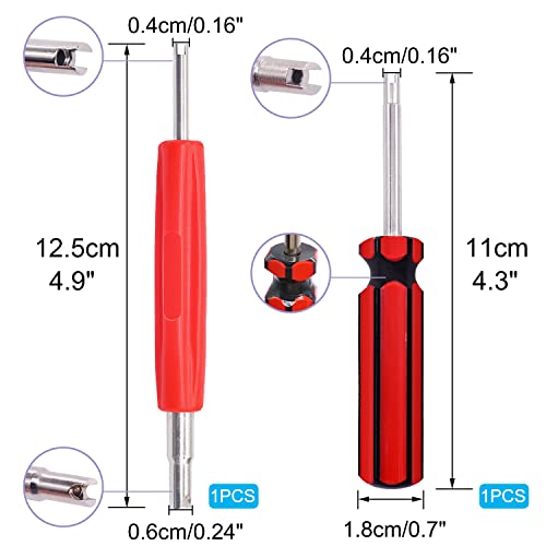 Image of 64PCS Tire Valve Stem Removal Tool Kit - 40PCS Tire Valve Cores, 20PCS Valve Stem Caps, 4-Way Valve Tool, Single and Dual Heads Valve Core Remover Tire Repair Tool